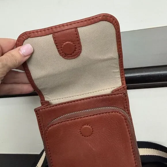 American Leather Co genuine leather crossbody shoulder purse neutral like new - Picture 6 of 11